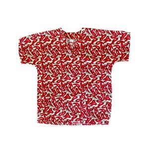 Mad About Scrub Top Scrubs Short Sleeve V-Neck Pockets Chili Pepper Red Size M
